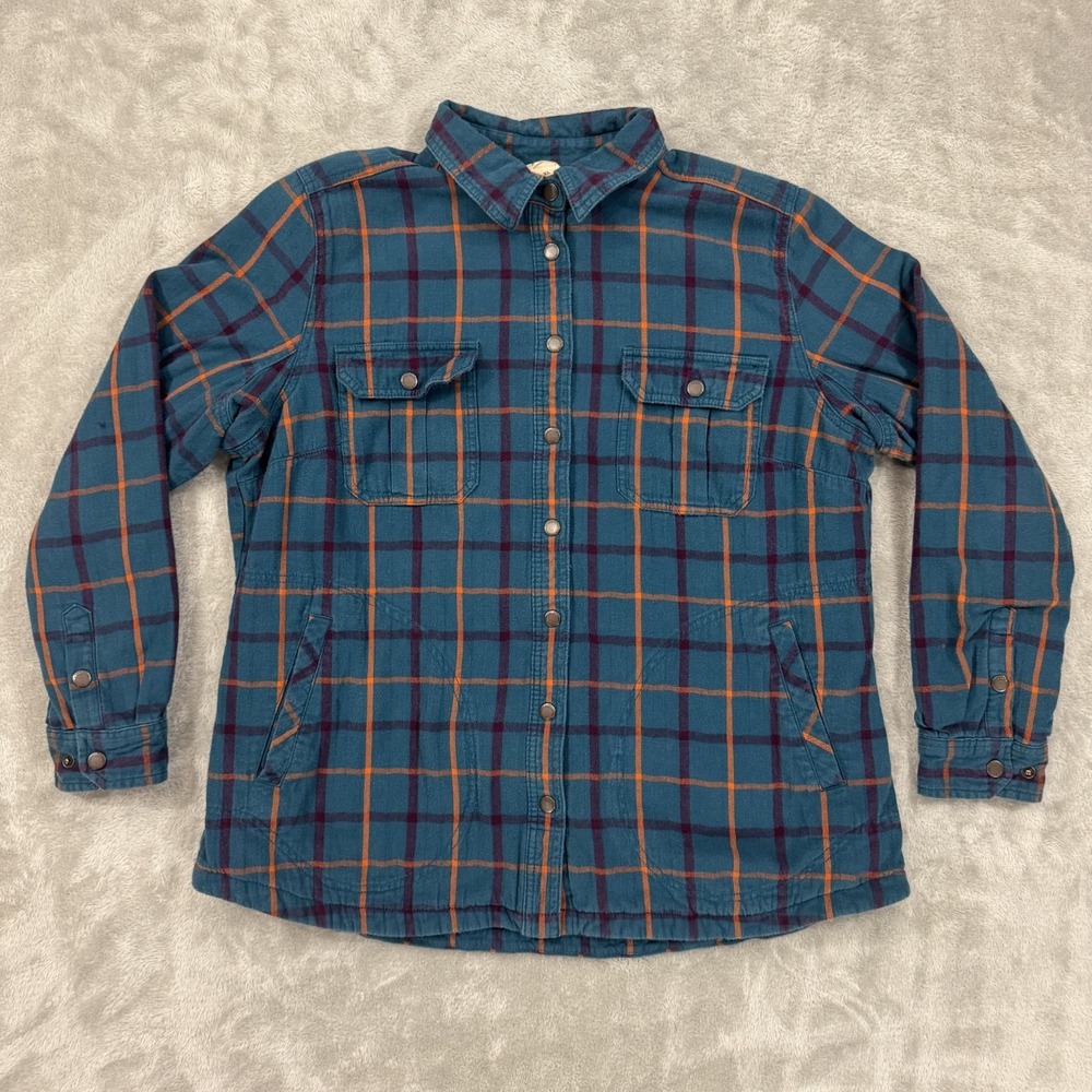 Duluth‎ Trading Shirt Jacket Mens XL Blue Shacket Flannel Fleece Chore Flapjack